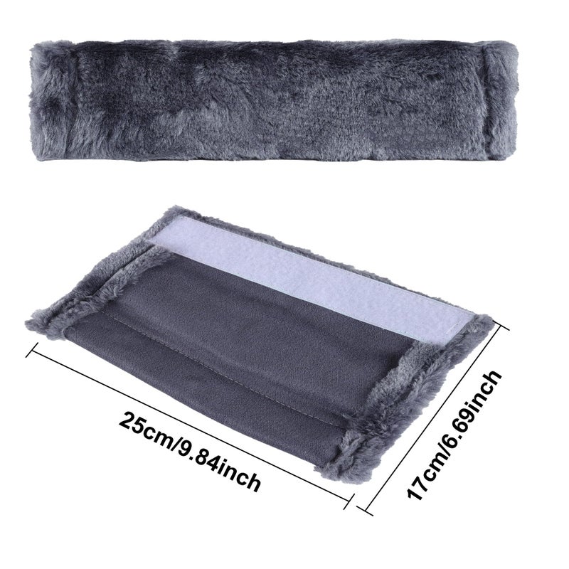 MOONET 2 Packs Car Seatbelt Covers Shoulder Pad for More Comfortable Driving, Universal Seat Belt Cover for Handbag Camera Backpack Straps, Soft Faux Sheepskin Wool Seat Belt Cushion (Dark Gray) - Image 2